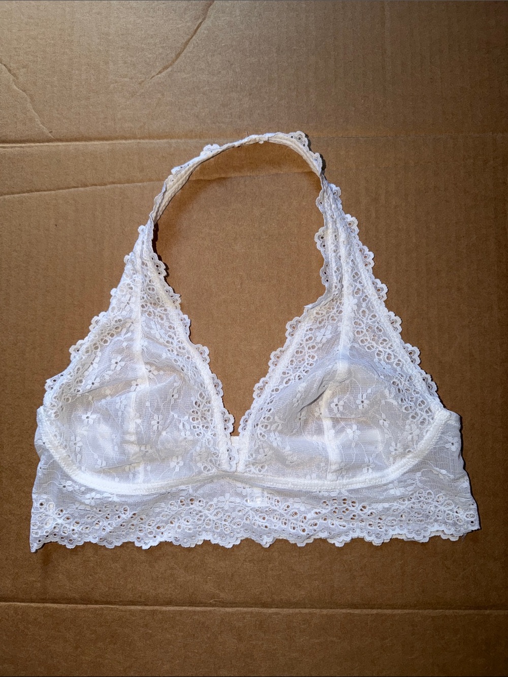 Delicate White Lace Halter Bralette